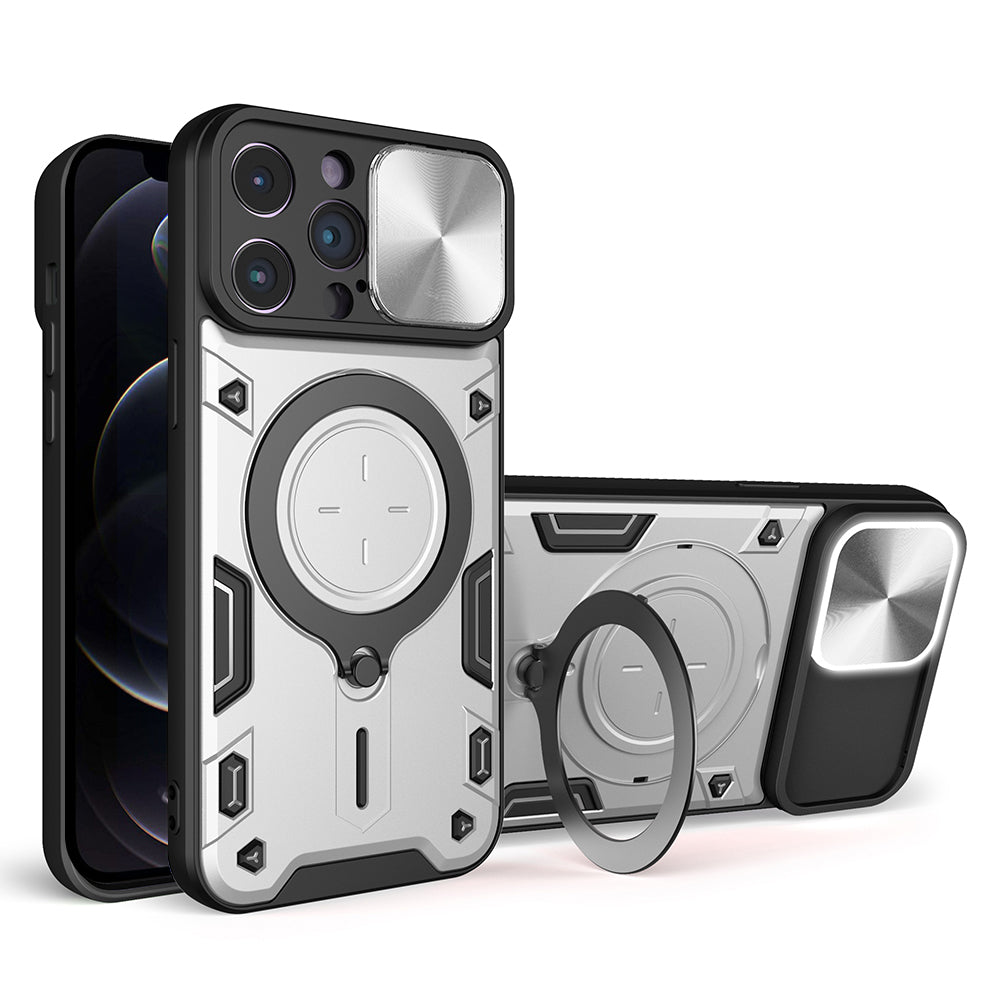 For iPhone 12 Pro 6.1 inch Slide Camera Lid Anti-scratch Cover Rotatable Kickstand PC + TPU Phone Case For iPhone 12 Pro 6.1 inch Slide Camera Lid Anti-scratch Cover Rotatable Kickstand PC + TPU Phone Case